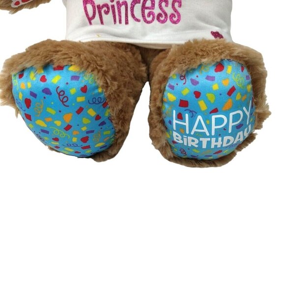 Build A Bear Workshop Brown Teddy Bear Plush Toy with Shirt Sings Happy Birthday - Picture 4 of 10